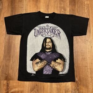 Vintage WWF The Undertaker Shirt 90s Mens Large Tombstone WWE Wrestling Black